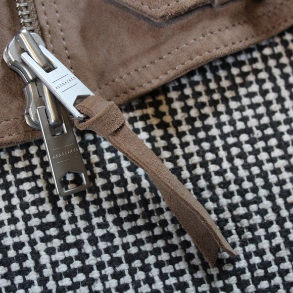 All Saints soft goat leather suede light drown stand collar jacket US-6/S UK-10 - Picture 7 of 16